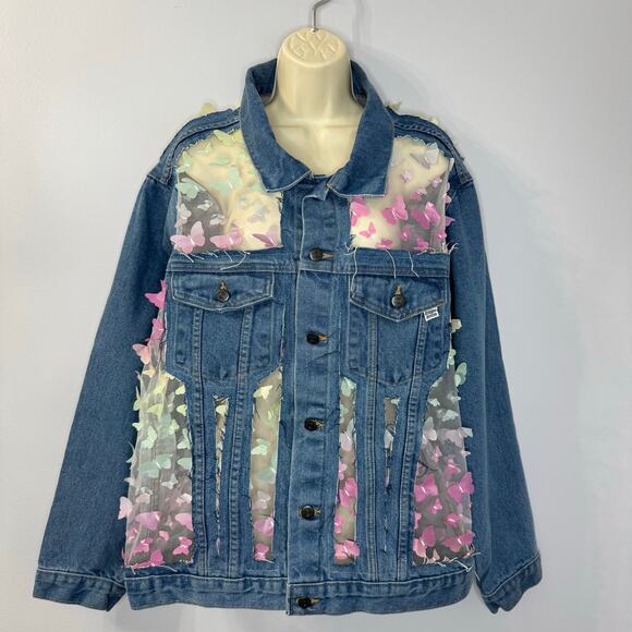 Dragon Denim The Mariposa Denim Jacket Oversized Festival Concert Feary Fairy - Picture 4 of 13